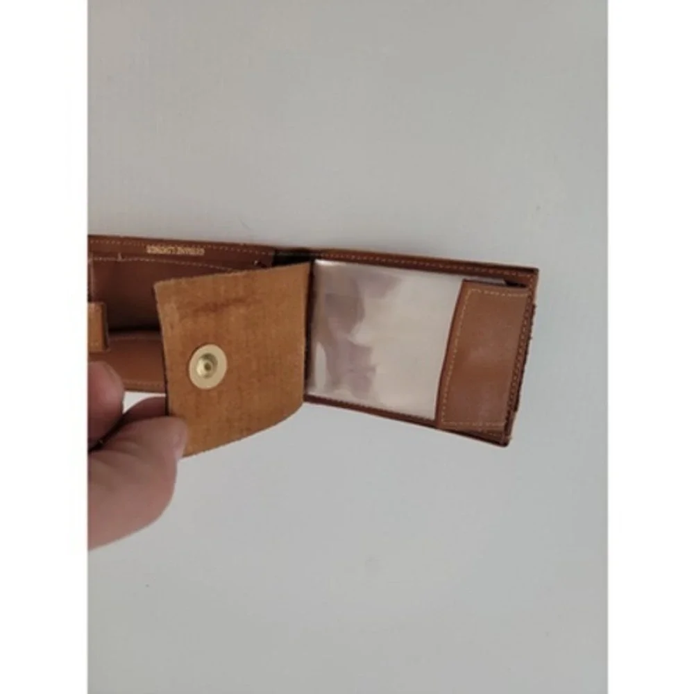 Vintage Men's Brown leather Bi Fold Wallet Picture Credit Card ID Check Mark